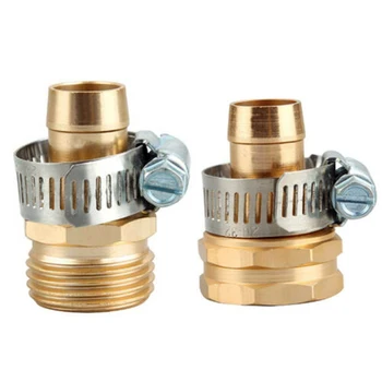 

2pcs/set 3/4 Hose Connector With Clamp Accessories Hardware Garden Supplies Nozzle Thread Sprayer Male Female Heavy Duty
