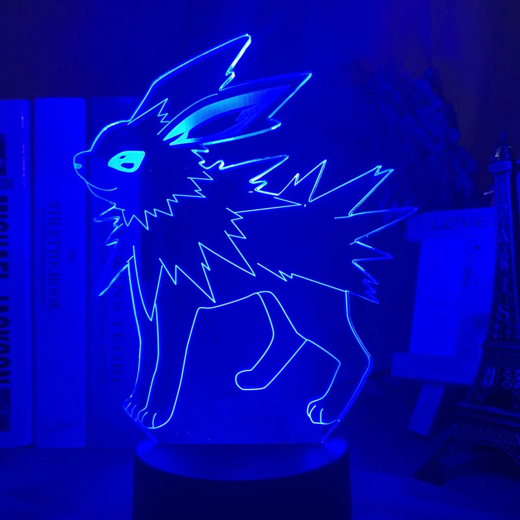 3d ночник Jolteon рисунок дети мальчик спальня атмосфера изменение цвета Usb настольная лампа игра Покемон го Jolteon 3d ночной Светильник