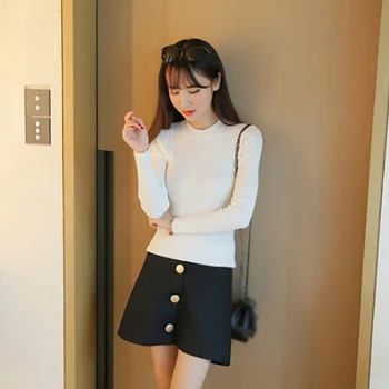

Autumn And Winter New Solid Color Slim Long-sleeved Bottoming Shirt Female Wild Turtleneck Sweater