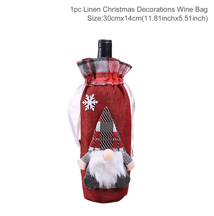 PATIMATE Рождественское украшение Санта Клаус крышка бутылки вина рождественские украшения счастливый год Рождество Navidad Декор - Цвет: Wine Bottle Set 3