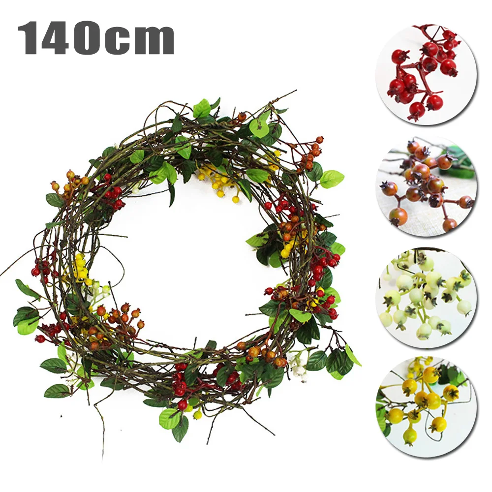 Artificial Flower Simulation Plant Vine With Flower Fruit 1.4m Vivid Decoration