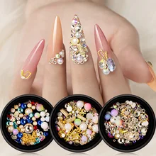 Стразы смешанных цветов для ногтей, маленькие неправильные бусины, маникюрный 3D дизайн ногтей, ободки для украшения ногтей, аксессуары для маникюра на колесиках