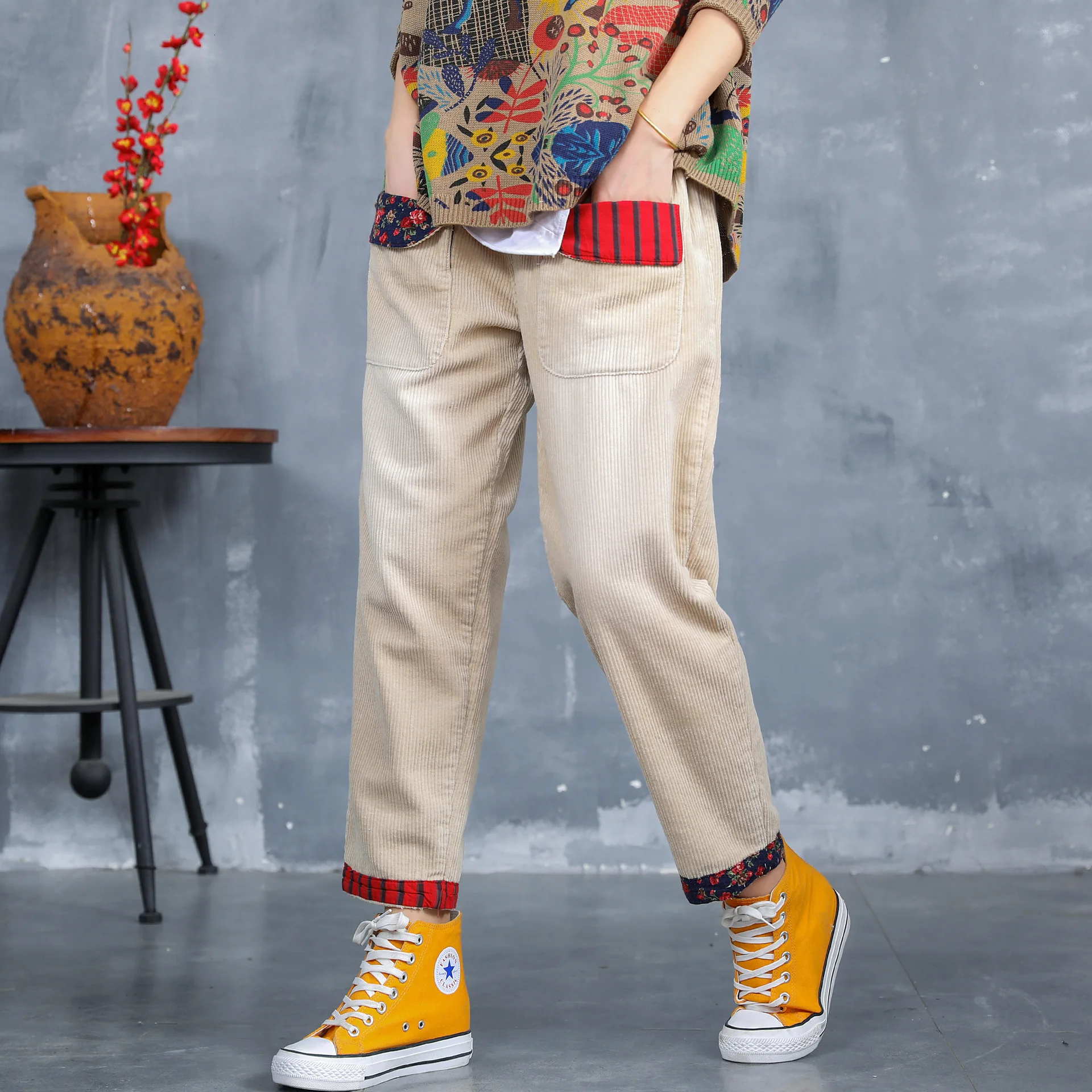 Max LuLu корейские модные осенние женские вельветовые винтажные брюки женские шаровары с лоскутками эластичные повседневные свободные уличные - Цвет: 001