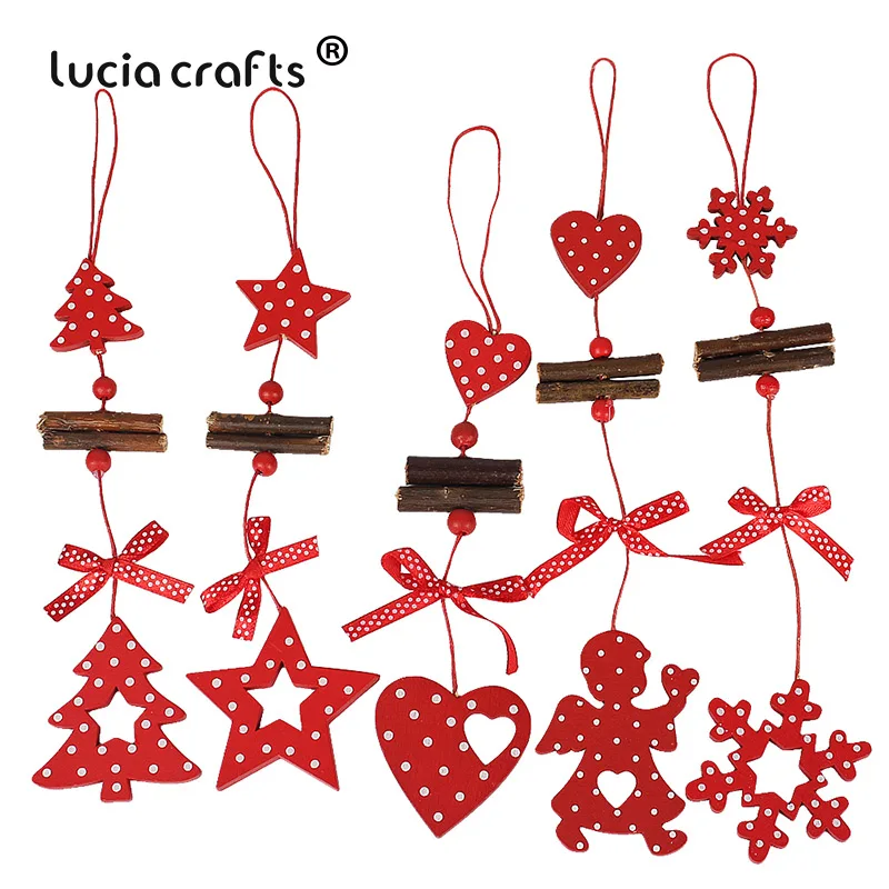 

1pcs Approx 26*5.5cm Wooden Star Snowflake Bell Christmas Tree Pendant Ornaments For Home Party Kids Gift Christmas Decorations