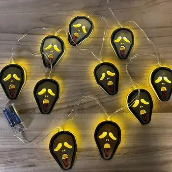 

Unique Halloween String Light Battery Powered 10 LED Pumpkin Wizard Decorative Lamp Warm Light For Hung On The Wall Fence Porch