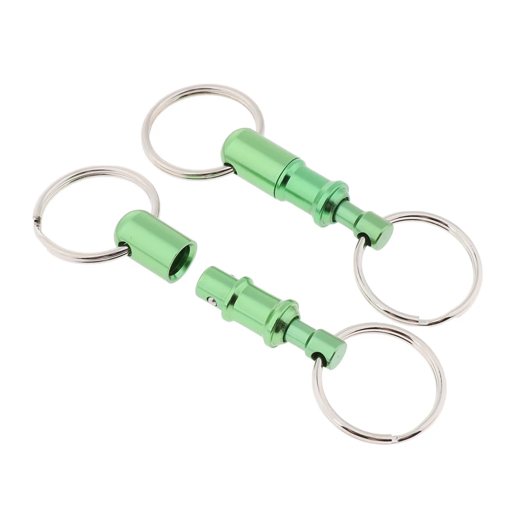 2 Pcs Quick Release Keychain Pull-Apart Removable Keyring with Two Heavy Duty Split Rings Key Accessories