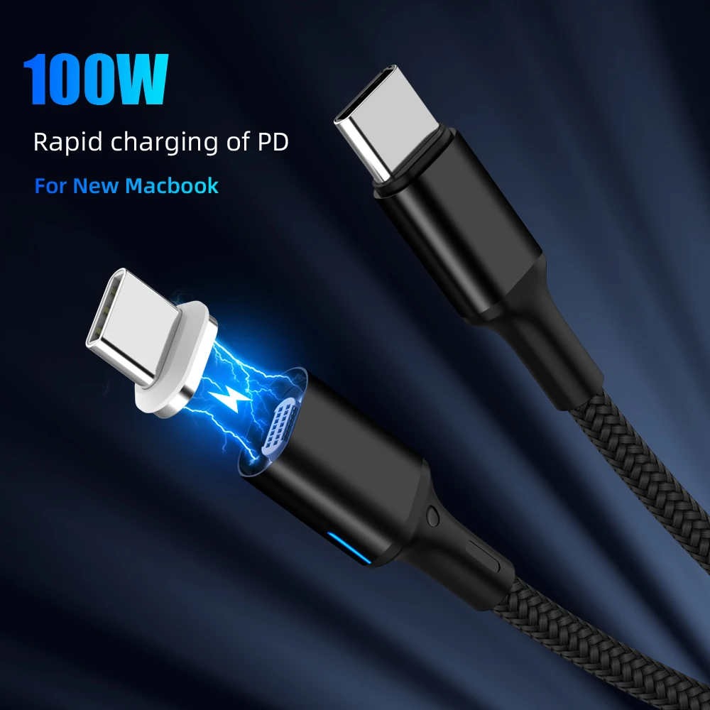 100 Вт Магнитный PD кабель type C к USB C 20 в 5A быстрое зарядное устройство кабель для нового MacBook Pro huawei Matebook USB-C 1000 МБ/с./с кабель для передачи данных