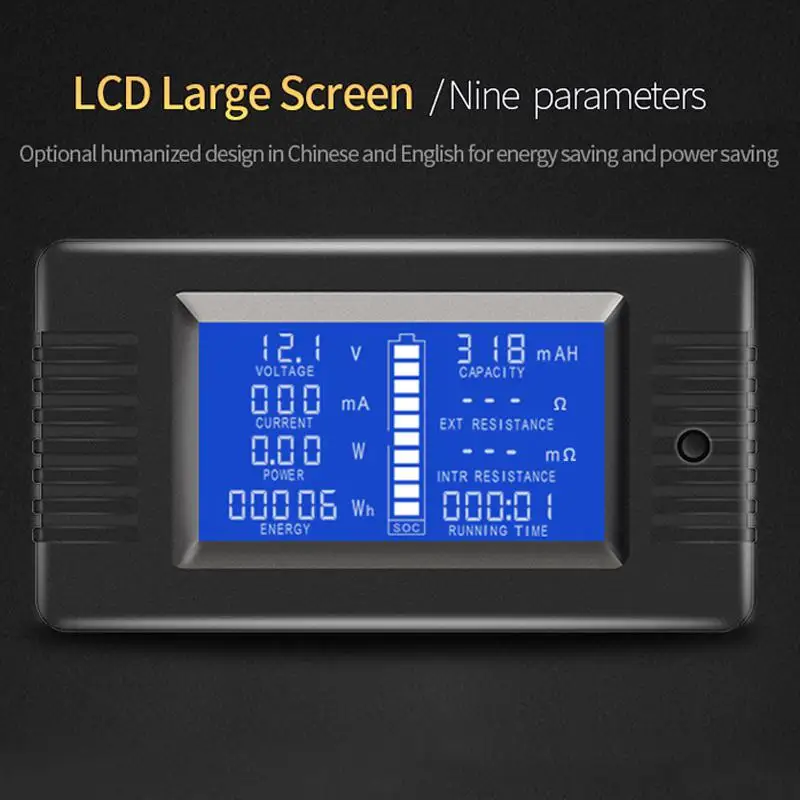 0-200V 300A Voltmeter Ammeter Digital Battery Tester Built-In Shunt Capacity Resistance Electricity Voltage Meter Monitor