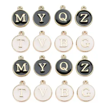 

10pcs/lot 12*14mm Alphabet Letter Double Face Enamel Charms Gold Color Pendant Jewelry Making Handmade Craft for Bracelet Making