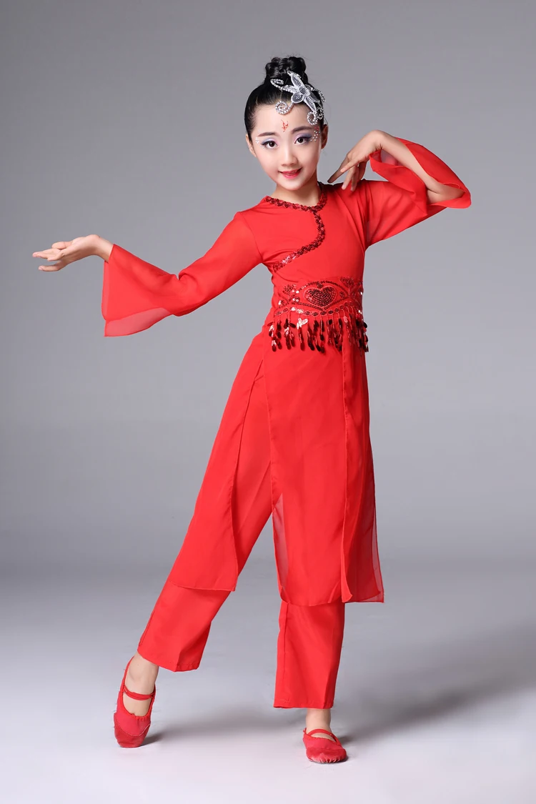 Chinese Folk Dance New Children's Classical Dance Costumes Modern Dance Dress for Girls Chinese Princess Costume