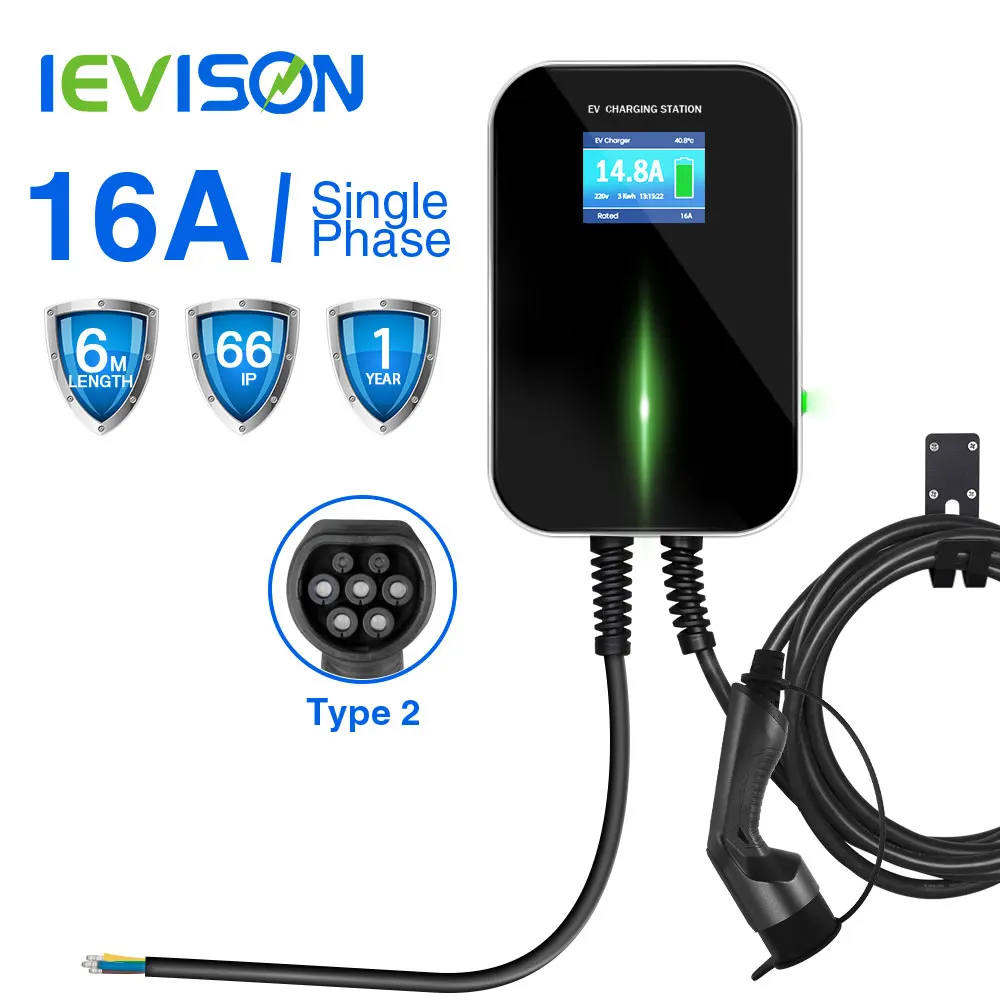 US $393.90 16A 1Phase EV Charger EVSE Wallbox Electric Vehicle Charging Station With Type 2 Cable IEC 621962 For Audi MercedesBenz Smart