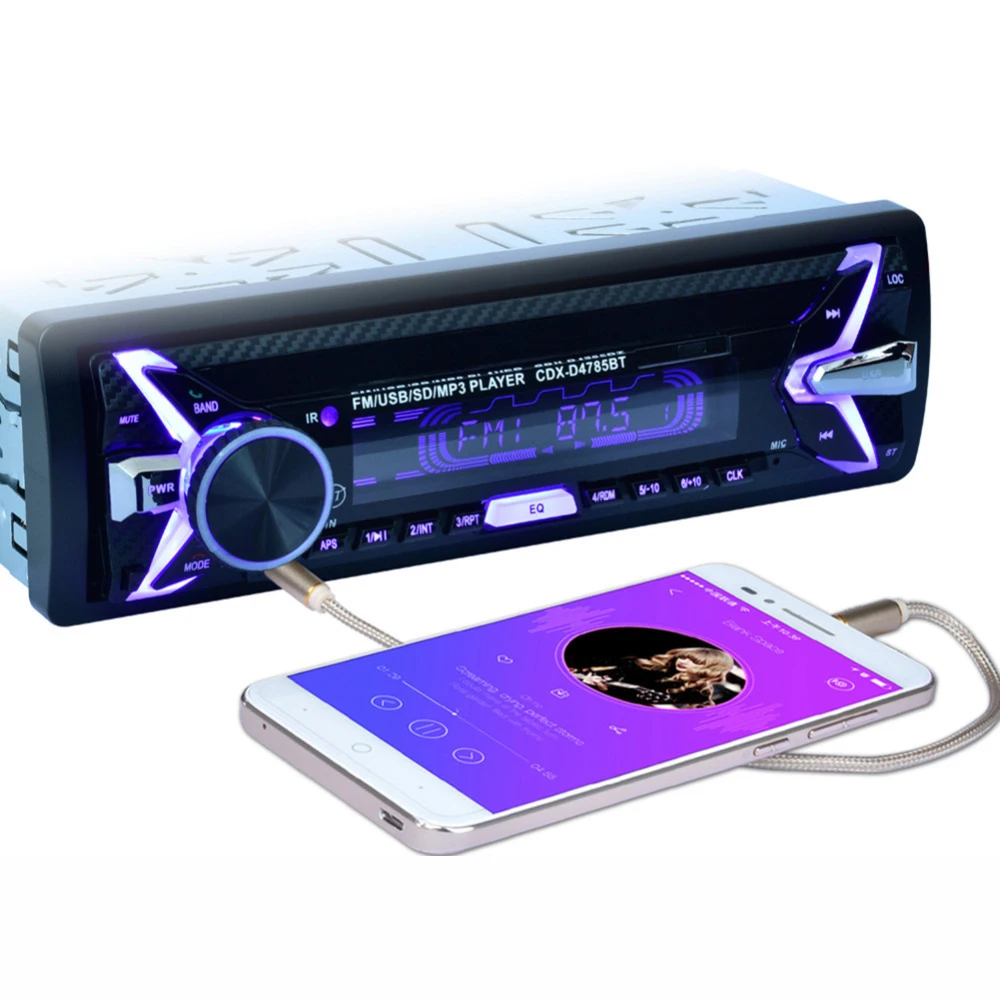 D4785 Съемная панель 12 в 1 Din универсальная Автомагнитола Авто Стерео Bluetooth FM Aux вход