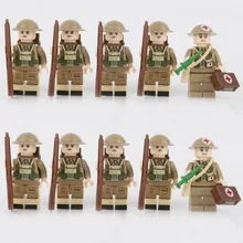 WW2 Военные солдаты британской армии медицинский солдат пехота рисунок полевые военные строительные блоки оружие Блоки для оружия игрушка ребенок D138