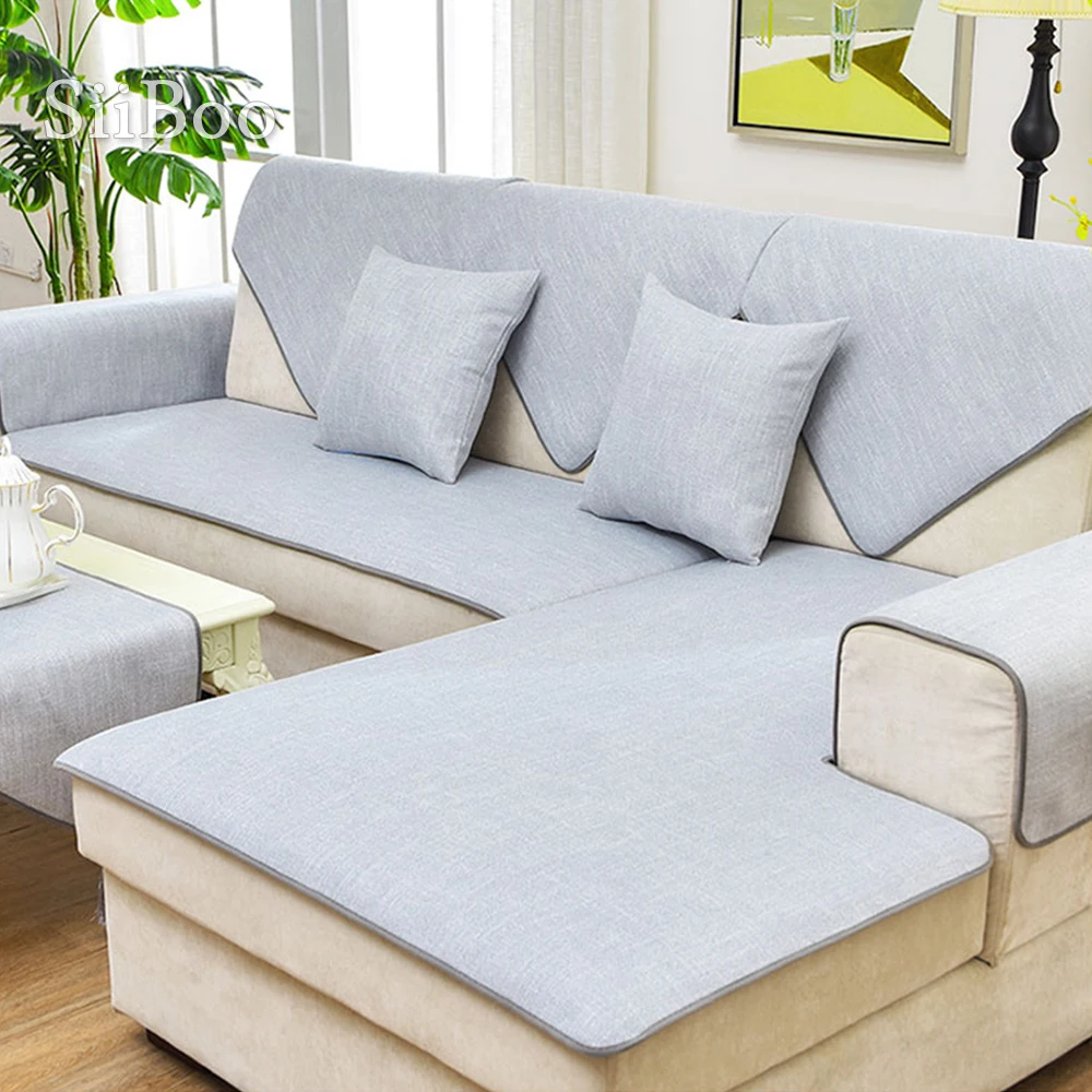 Европейский стиль светло серый льняной чехол для дивана cama гостиной fundas de sofa