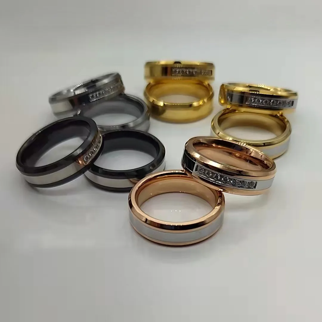 Gemini Personalized Elvish Couple Ring Set - Blue Two Tone Matte Titanium Wedding Bands For Him & Her - View #4