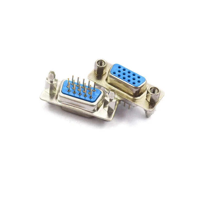 

10pcs DP15 3Rows Male/Female Blue Straight Pin DB15 D-sub PCB Mount RS232 Serial Port Connector COM port Socket With Screw Nuts