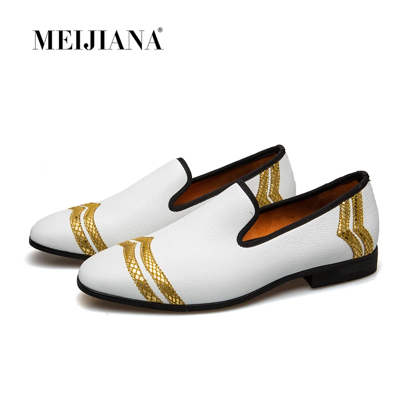 MEIJIANA Men Loafer Fashion Shoes Handmade Men's White Luxury Men Casual Loafers Wedding Shoes