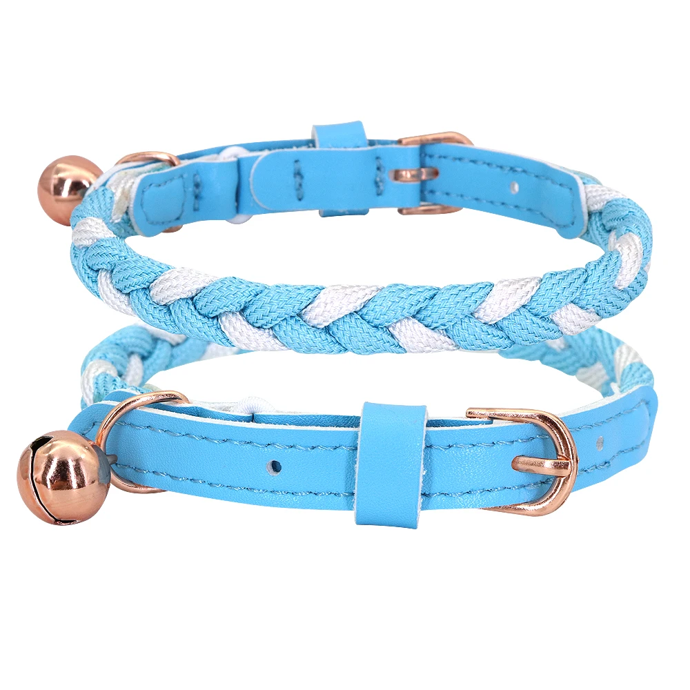 Nylon Braided Cat Collar Cat Kitten Puppy Collars With Bell Cat Supplies Pet Product for Small Dogs Chihuahua Yorkshir XS S