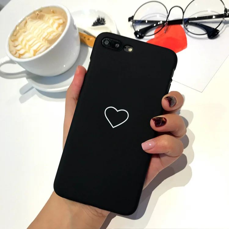 Жесткий чехол для телефона Fundas iphone XR X XS Max 5 5S se 11 pro max чехол для iphone 7 8 6 s 6s Plus чехол розовый чехол с сердцем - Цвет: Black