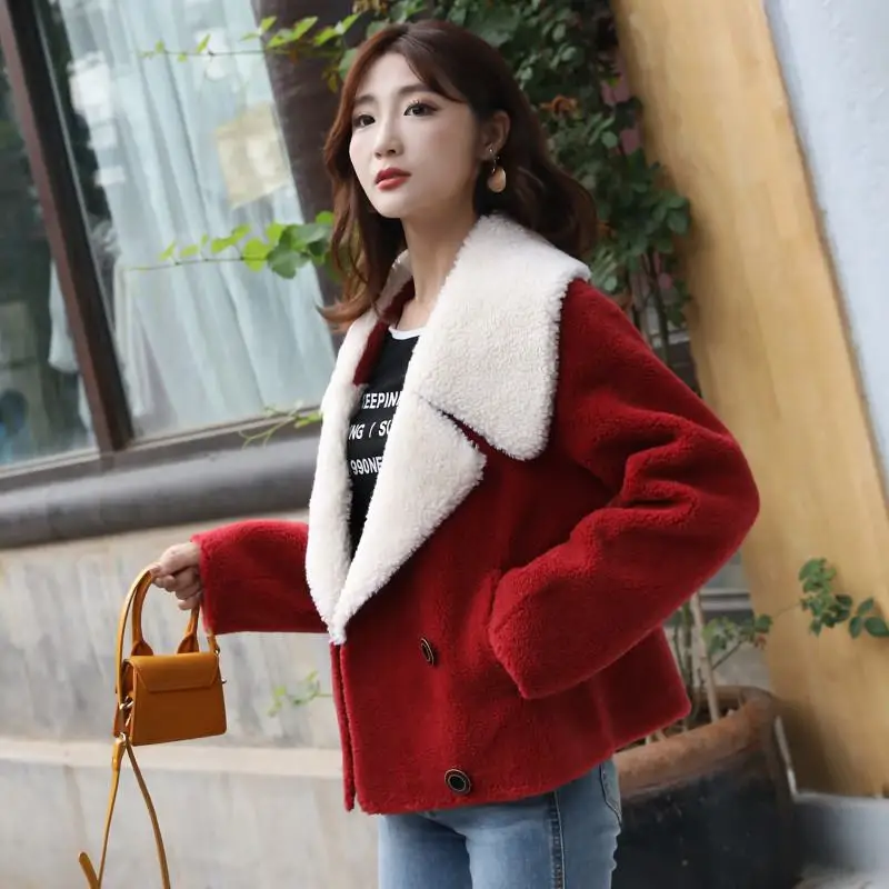 Осенне-зимнее пальто из натурального меха, Женское пальто из натуральной овечьей шерсти, теплая утепленная куртка, натуральная шерстяная верхняя одежда, Manteau Femme Hiver S27