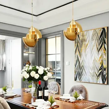 

Modern Semicircle Pendant Lights Restaurant Hanging Lamp Bedroom Hanging Lamp Bedside Lustre Suspension Hanging Light Fixture
