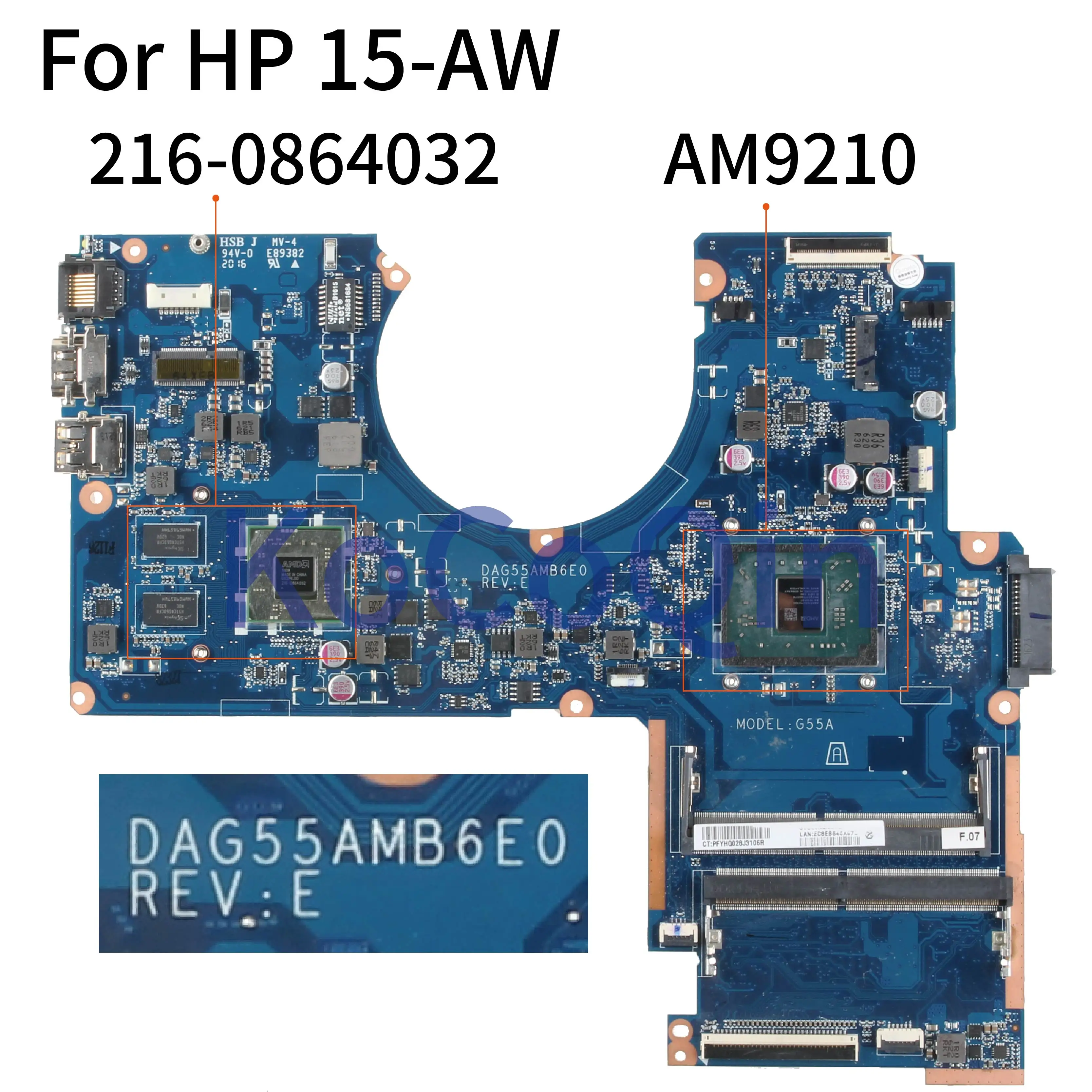 KoCoQin материнская плата для ноутбука HP 15-AW 15-AW007CY Core A9-9210 AM9210 216-0864032 DAG55AMB6E0 DDR4 |