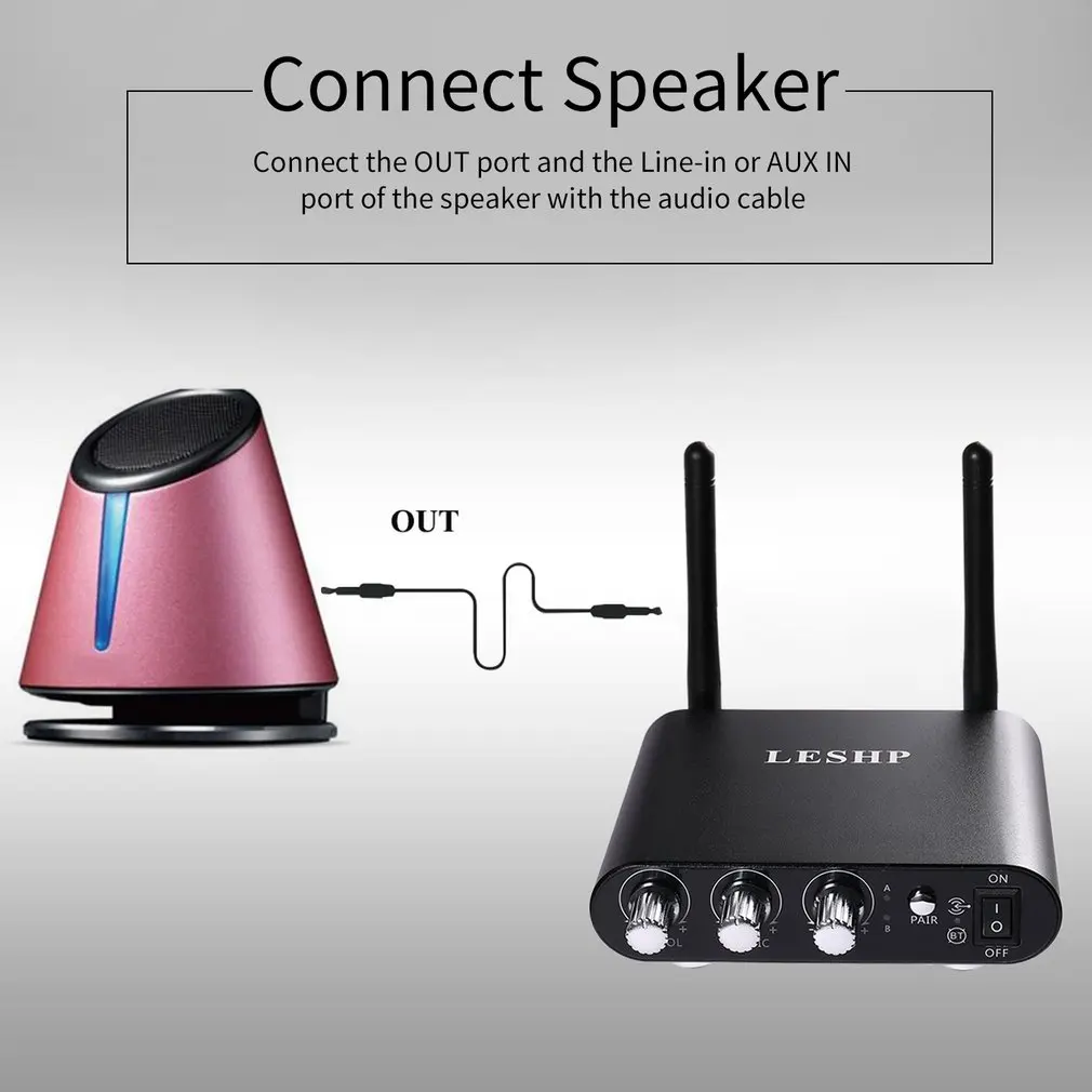LESHP Portable Handheld Wireless KTV Karaoke Microphone Set with Receiving Box UHF Band Light Weight Black