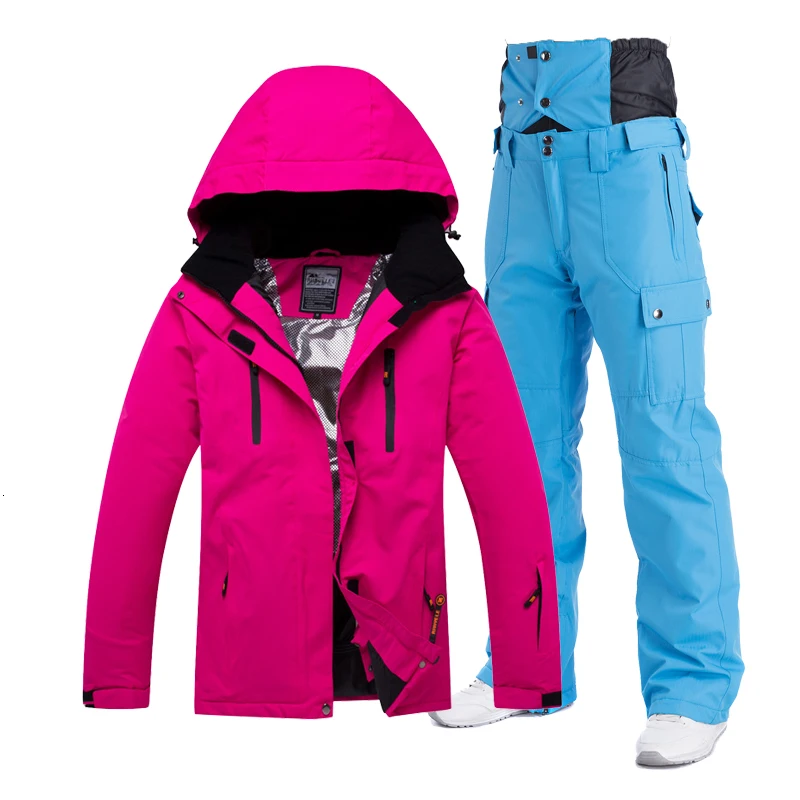 Мужские и женские лыжные костюмы, ветронепроницаемые, водонепроницаемые, теплые, дышащие, лыжная одежда для пар, зимние, уличные, одиночные и двойные, лыжные штаны