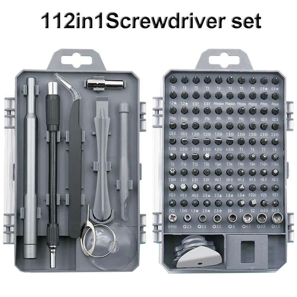 

112 in 1 Screwdriver Set of Screw Driver Bit Set Multi-function Precision Mobile Phone Repair Device Hand Tools Torx Hex