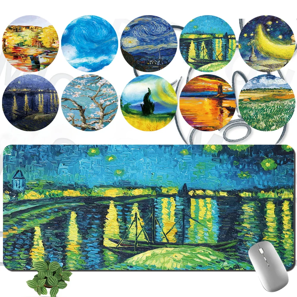 

Computer Keyboard Mousepad Anti-slip Game Mouse Mat 30x60CM 30x80CM PU Leather Waterproof Painting Pattern Series Mousepad