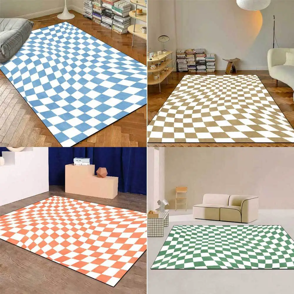 CheckerboardAreaRugforLivingRoomBedroomColoredTiledCarpet