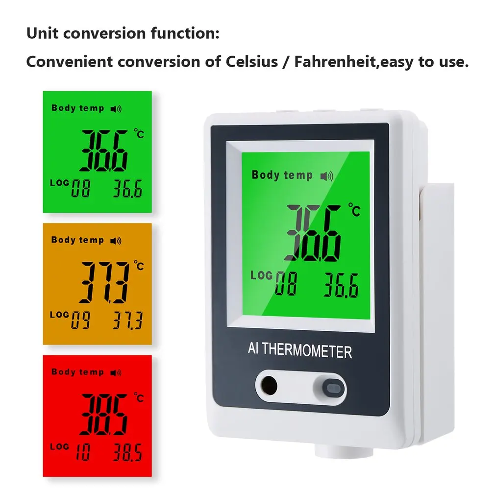 Digital Handfree Wall Mounted IR AI Thermometer Non contact Rapid Auto Temperature Measurement Tool With Fever Alarm for Office|Temperature Instruments| - AliExpress