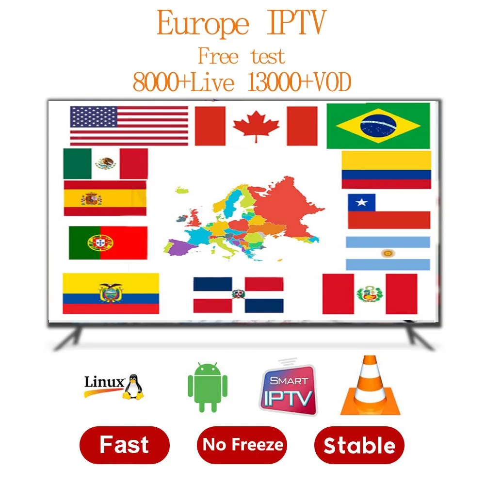 

German iptv subscription 8000 live 13000 VOD android tv box europe spain USA UK Portugal smart IPTV M3U mag