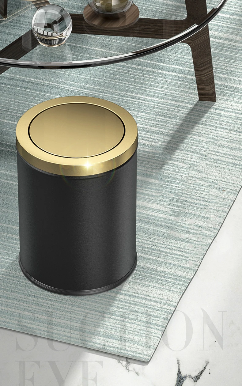 Mini Poubelle De Bureau En Acier Inox Doré - 16,8x12 Cm, Avec Couvercle, Multifonction