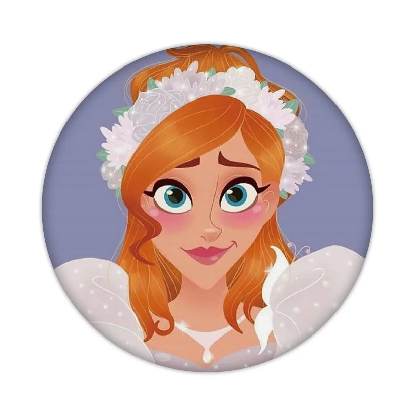 1PCS New Arrival Plastic Brooch Cinderella Aurora Bella Rapunzel Icon Badge Lovely Pin For Decoration On Backpack Clothes Scarf - Цвет: Кофе