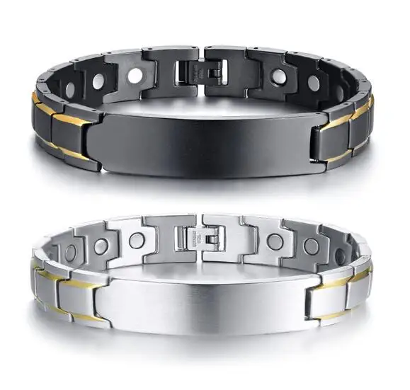 12 мм, 8,66 дюйма, тяжелая, 55 г, Чистая нержавеющая сталь, ювелирное изделие, Мужская Магнитная цепочка для здоровья, ID браслет, блестящая цепочка