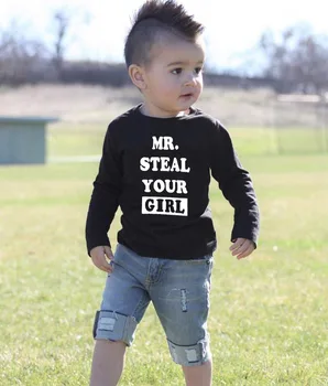 

Mr Steal Your Girl Children Long Sleeve Tshirts Boys Cool Letter Print Autumn T-shirt Brothers Family Look T-shirts Baby Clothes