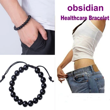 

Unisex Weight Loss Magnetic Hematite Round Beads Stretch Bracelet Health Care Therapy Anti-Fatigue Beads Slimming Bracelet