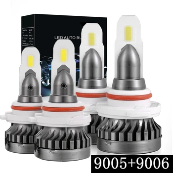 

Car LED Headlight High/Low Beam Kit 9005 HB3 + 9006 HB4 6500K 12000Lm 4 Bulbs Headlamp Kit COB LEDs chips Mini Led Fog Lights