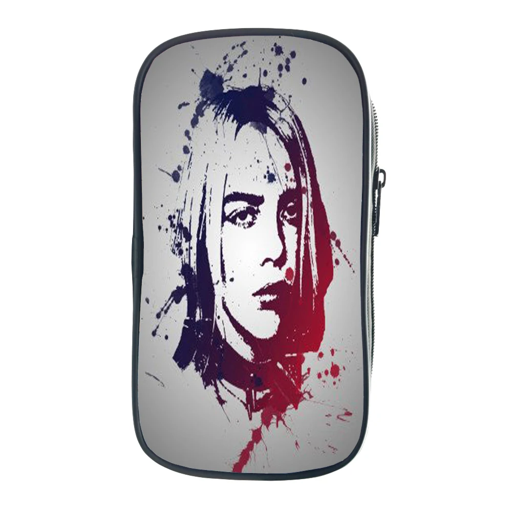 Модный чехол для карандашей Billie Eilish, сумка для ручек для подростков, сумка для канцелярских принадлежностей для мальчиков и девочек, Студенческая коробка для карандашей в стиле хип-хоп, Подарочный держатель для карандашей для детей - Цвет: 7