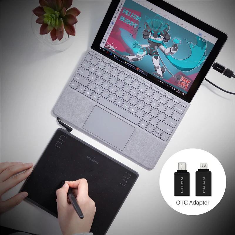 Billig HUION H430P (OTG) 4096 ebene Ultradünne Grafiken Zeichnung Tablet Batterie Freies Digitalen Stift Tablet Stylus (Perfekte für osu) + Geschenk