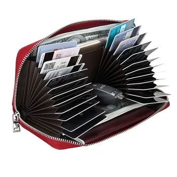 

RFID Genuine Leather Wallets Anti Theft Card Holder Woman Credit Card Case Ladies Passport Wallet Female Blocking Card Purse