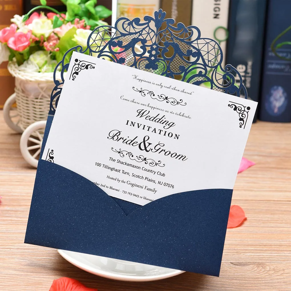  10pcs Hollow Wedding Invitations Card Bridal Shower Engagement Birthday Invite Graduation Card - 4000465379281