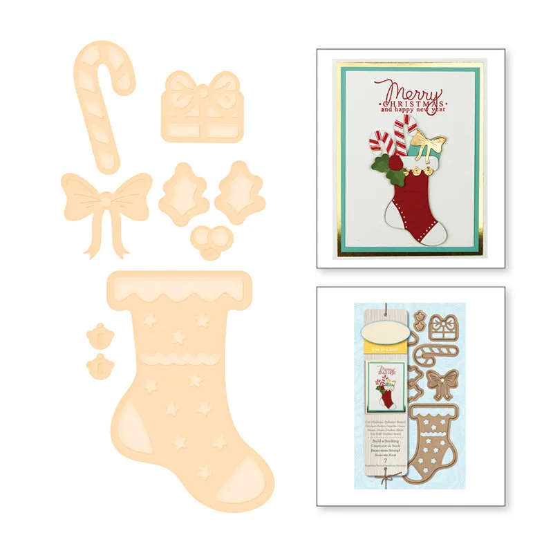 

Naifumodo Dies Christmas Socks Bow Christmas Metal Cutting Dies for Dies Scrapbooking Card Making DIY Embossing Cuts New Craft