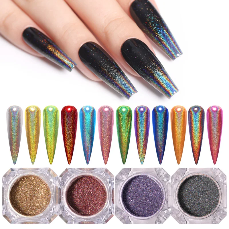 1 Box Mirror Effect Holographic Nail Glitter Powder Metallic Nail Powder Dust DIY Nail Art Decoration