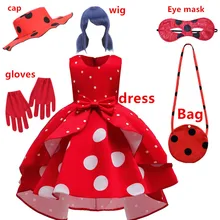 Карнавальный костюм «божья коровка» для Хэллоуина; платье принцессы с цветочным узором для девочек; летнее платье в стиле ретро для свадьбы, дня рождения, вечеринки; Детские платья «божья коровка»