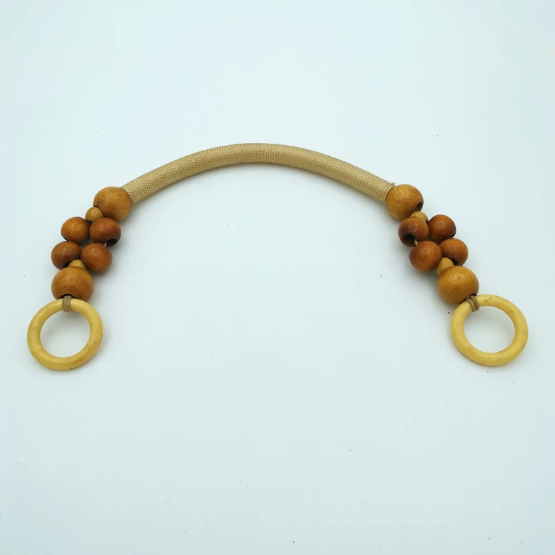Khaki 46 cm High Quality Wood Plastic Bead Rope Bag Strap Handle Shoulder Belt for Women Handbag DIY Replacement Bag Parts Accessories - Цвет: Khaki