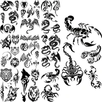 Black Scorpion Temporary Tattoos For Adults Men Realistic Dragon Wolf Tiger Thorns Fake Tattoo Sticker Hand Leg Tatoos Creative 1
