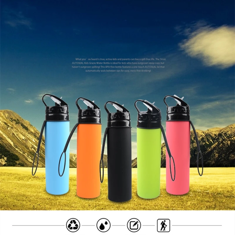 

1PC Creative 600ML Folding Fashion Water Bottle Leakproof Portable Water Bottle Oudoor Travel Hiking Office Camping Sport Kettle