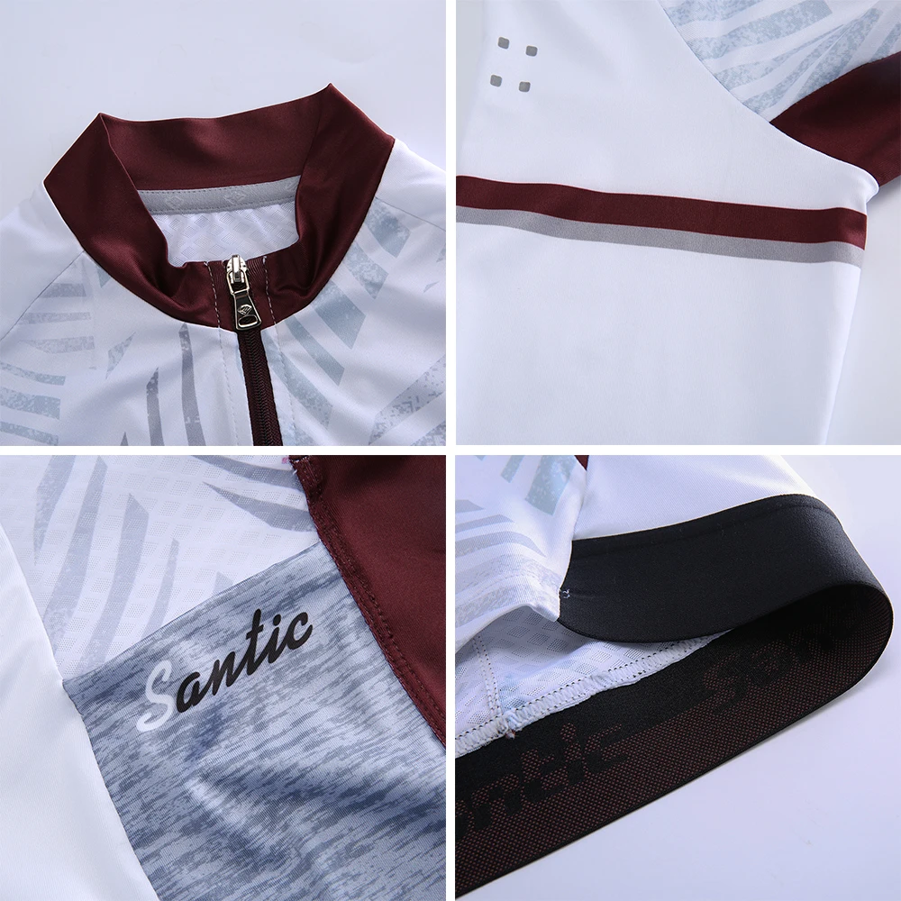 Santic Women's Cycling Jersey Long Sleeve Bicycle Tops Full Zipper MTB Bike Shirts Reflective Sport Clothing Jacket with Pockets